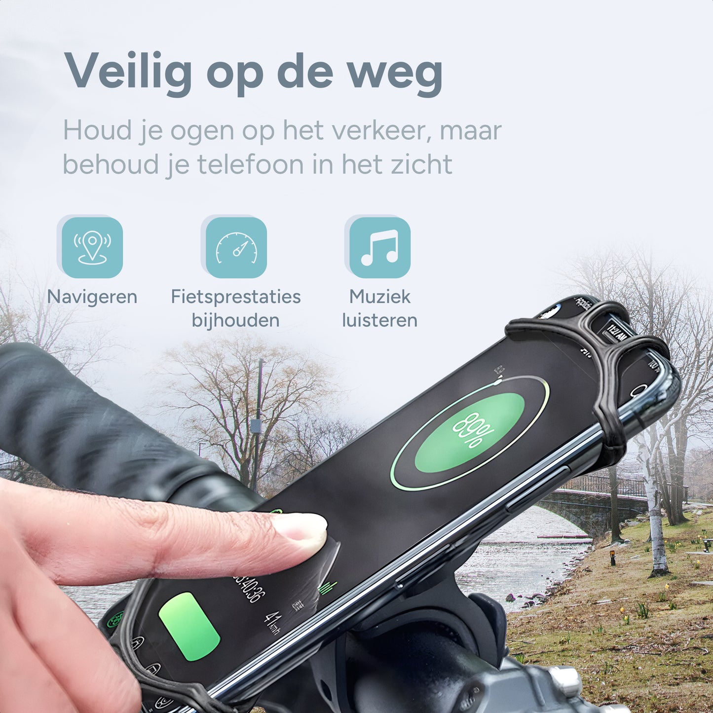 Telefoonhouder Fiets - 360° Rotatie - GSM Houder Fiets - Fiets / Scooter / Kinderwagen - Universeel - Zwart