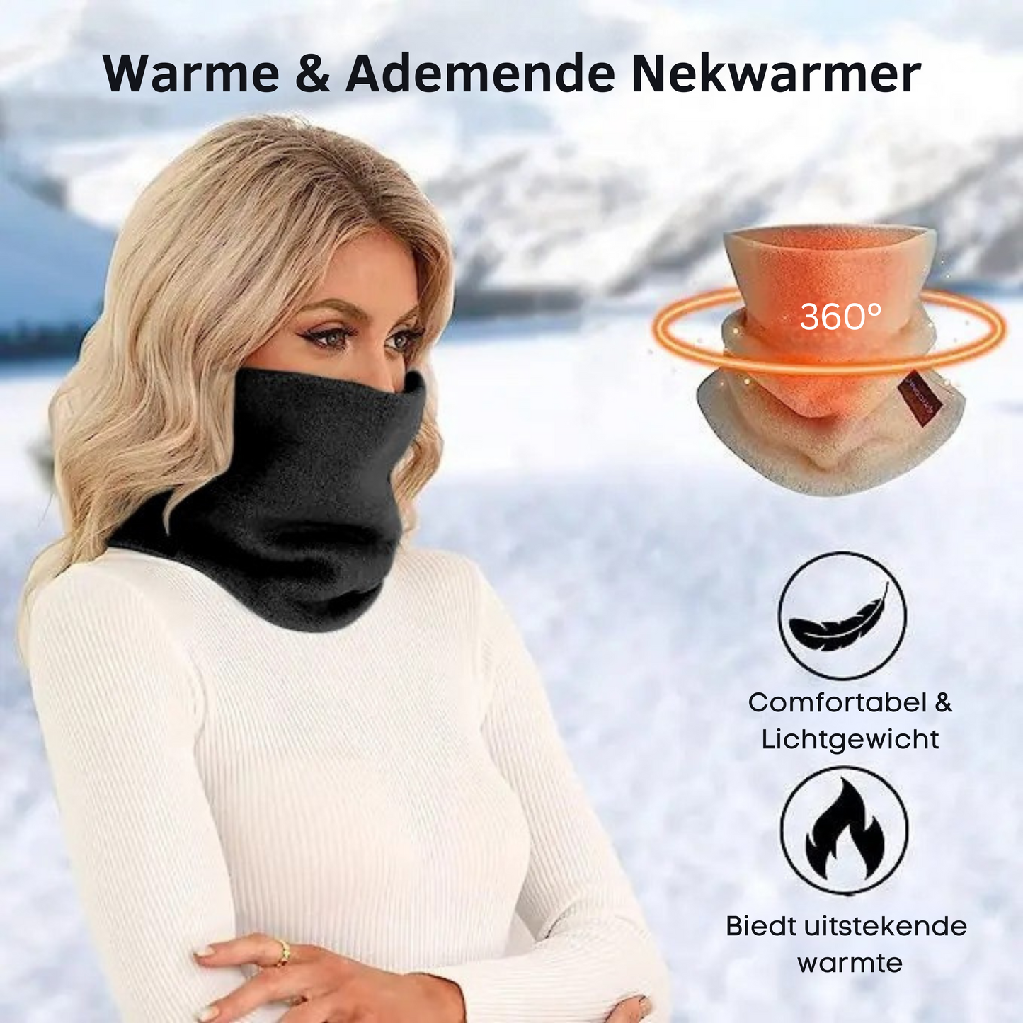 Nekwarmer Heren & Dames - Geschikt voor Wintersport, Wandelen & Fietsen - Halswarmer - Sjaal - Zwart
