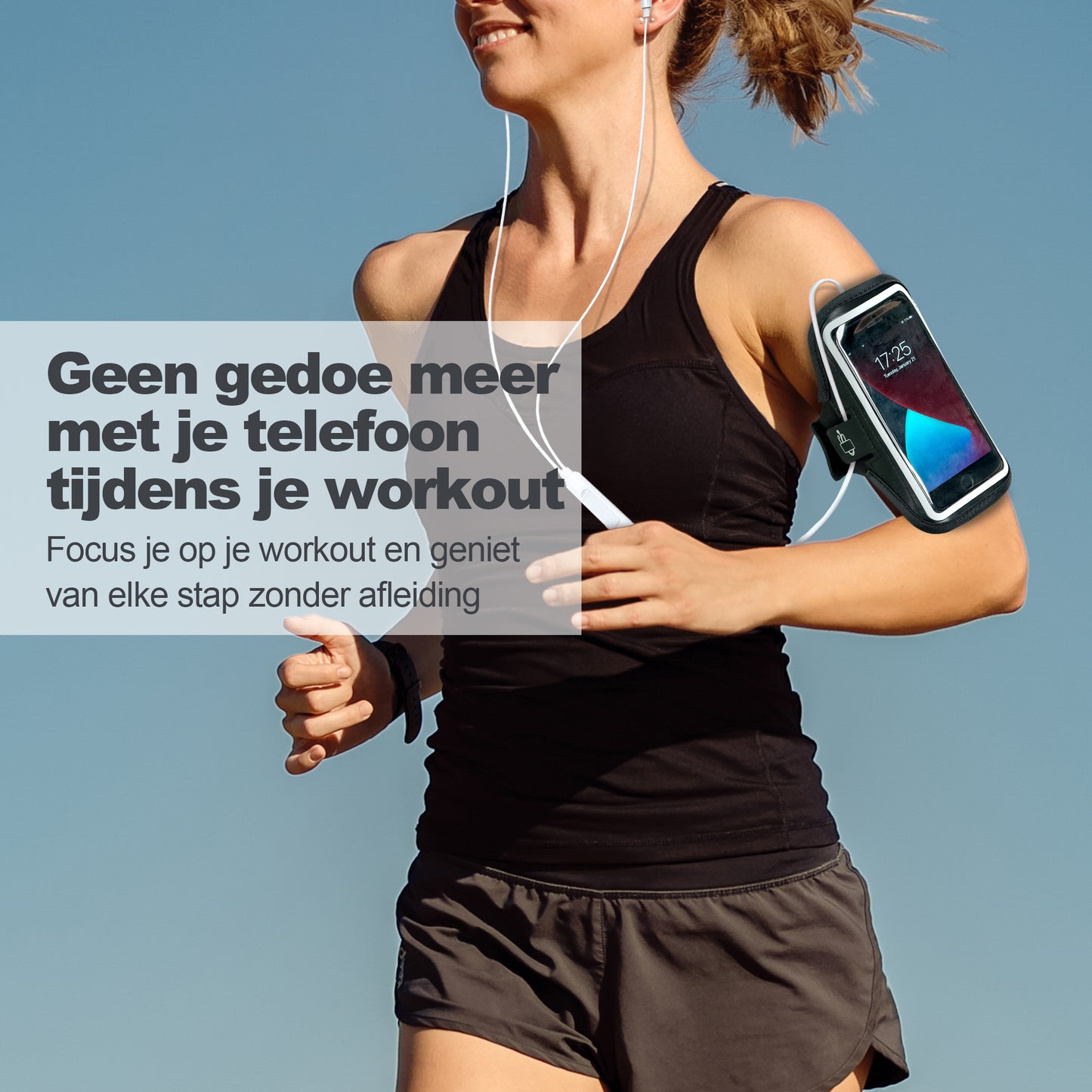 Hardloop Telefoonhouder - Hardloop Armband Telefoon - Telefoonhouder Hardlopen - Verstelbaar - Zwart