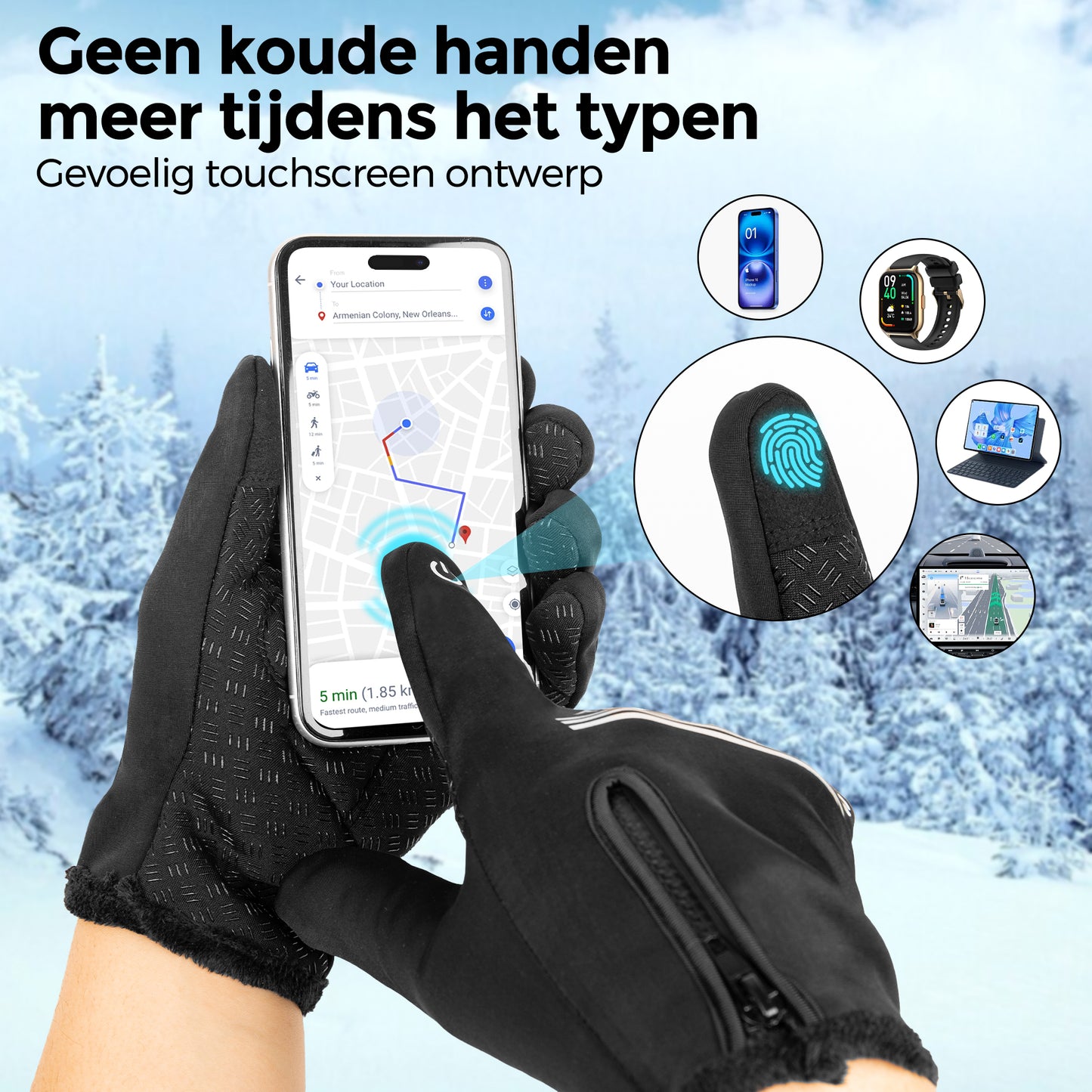 Fietshandschoenen met Touchscreen - Winddicht / Waterdicht - Motor Handschoenen