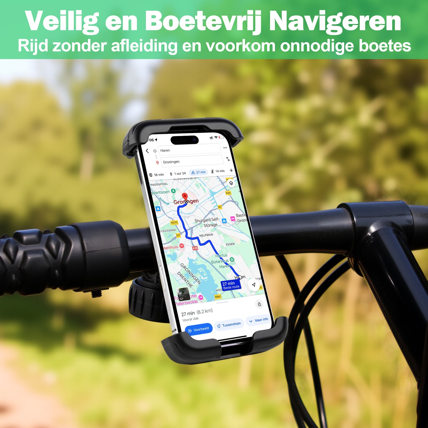 Telefoonhouder Fiets met Quick Release - Anti Shock & 360° Rotatie - Universeel - Zwart