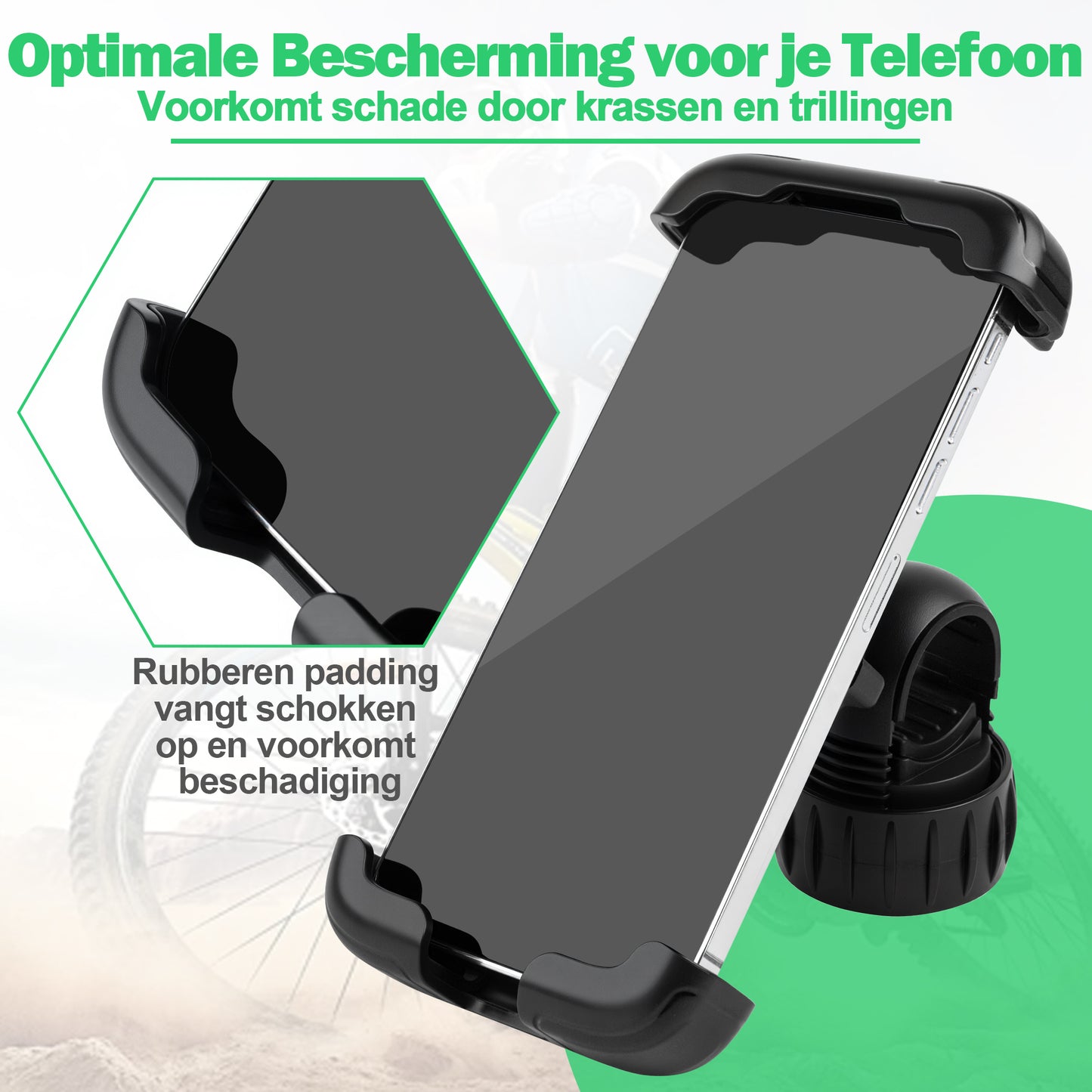 Telefoonhouder Fiets met Quick Release - Anti Shock & 360° Rotatie - Universeel - Zwart