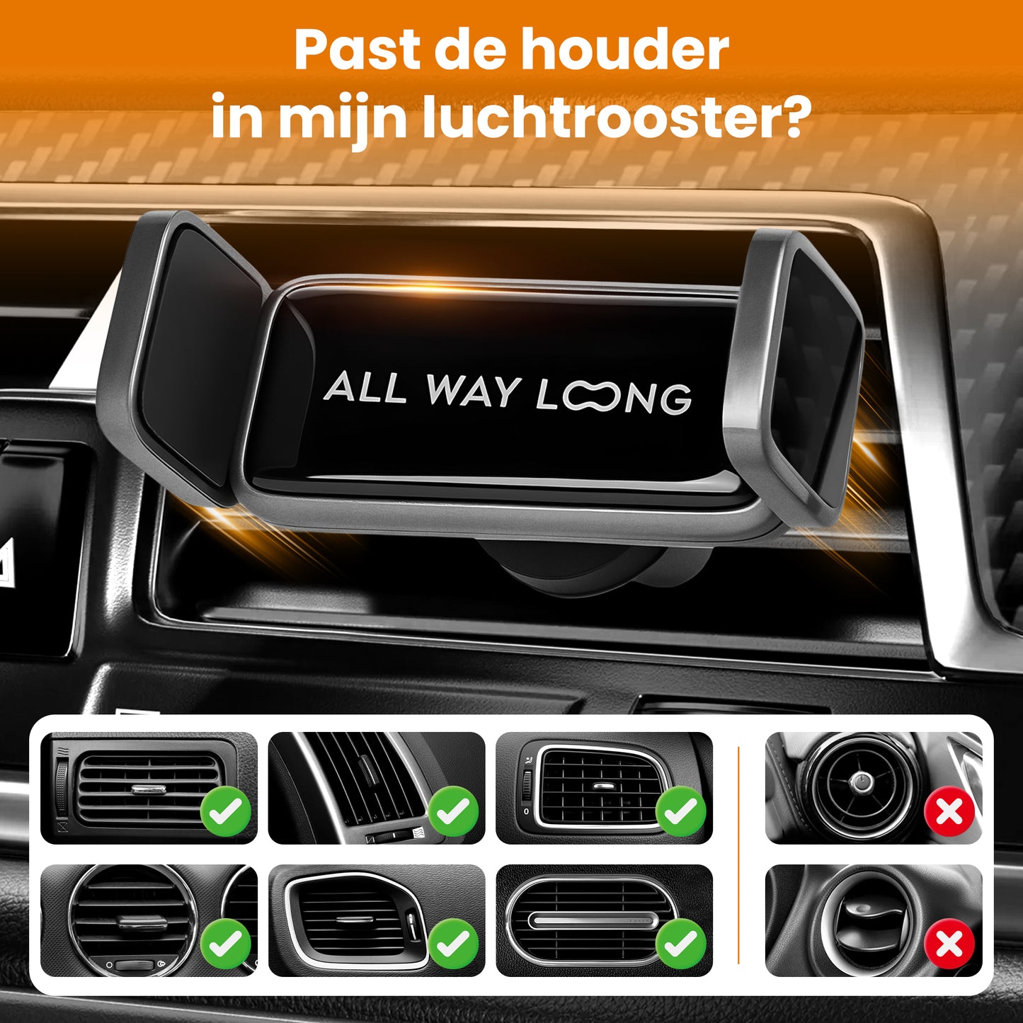 Telefoonhouder Ventilatierooster Auto - Universeel - Zwart
