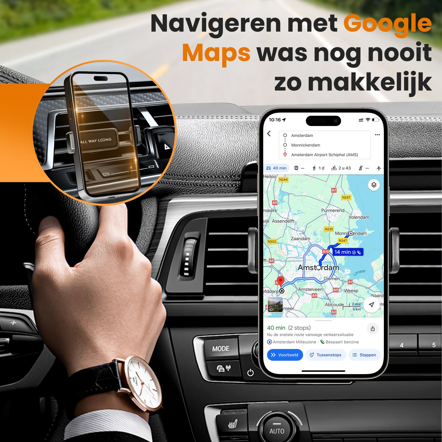 Telefoonhouder Ventilatierooster Auto - Universeel - Zwart