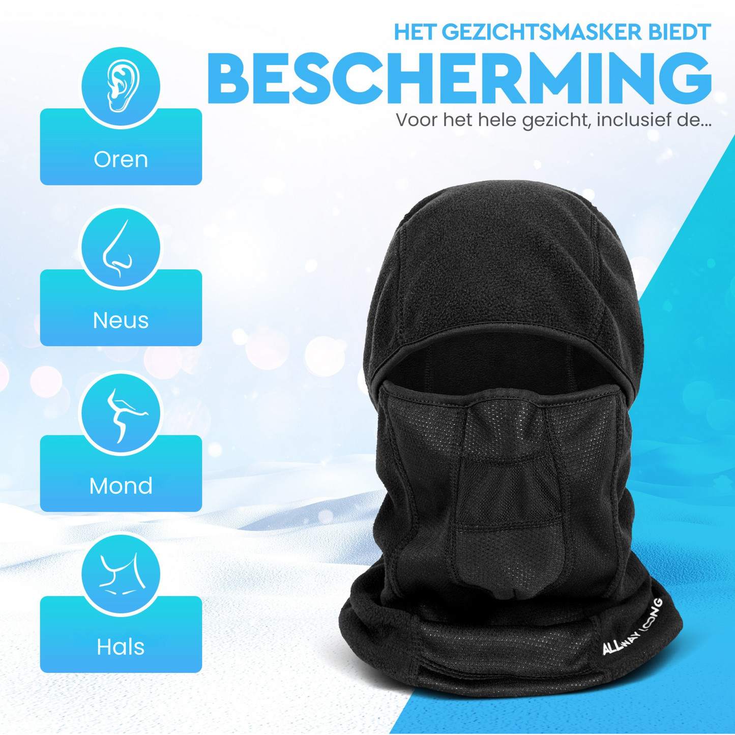 Waterdichte Balaclava -Ski Masker - Geschikt voor Fiets / Scooter / Motor / Wintersport - Zwart