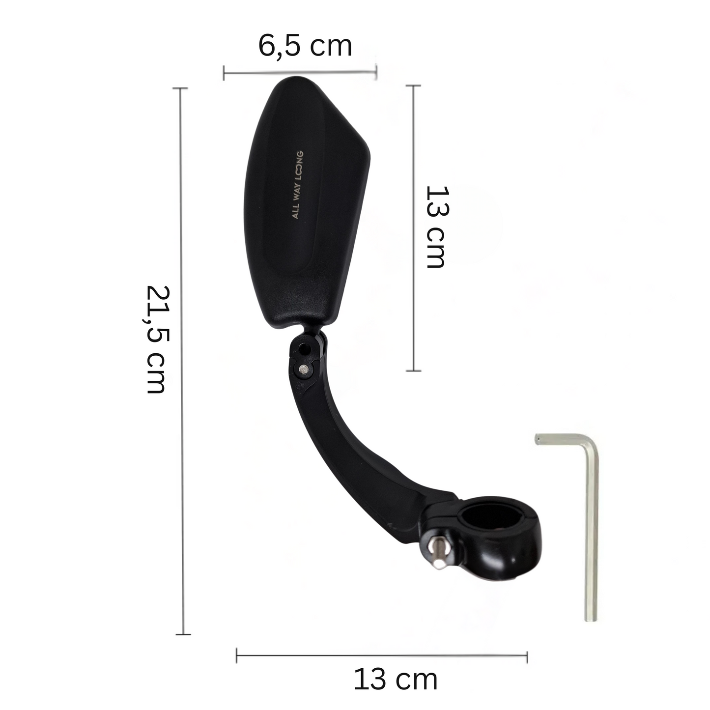 Fietsspiegel Links - Geschikt voor Ebike, Scooter & Fiets - Achteruitkijkspiegel op Stuur - Verstelbaar - Zwart