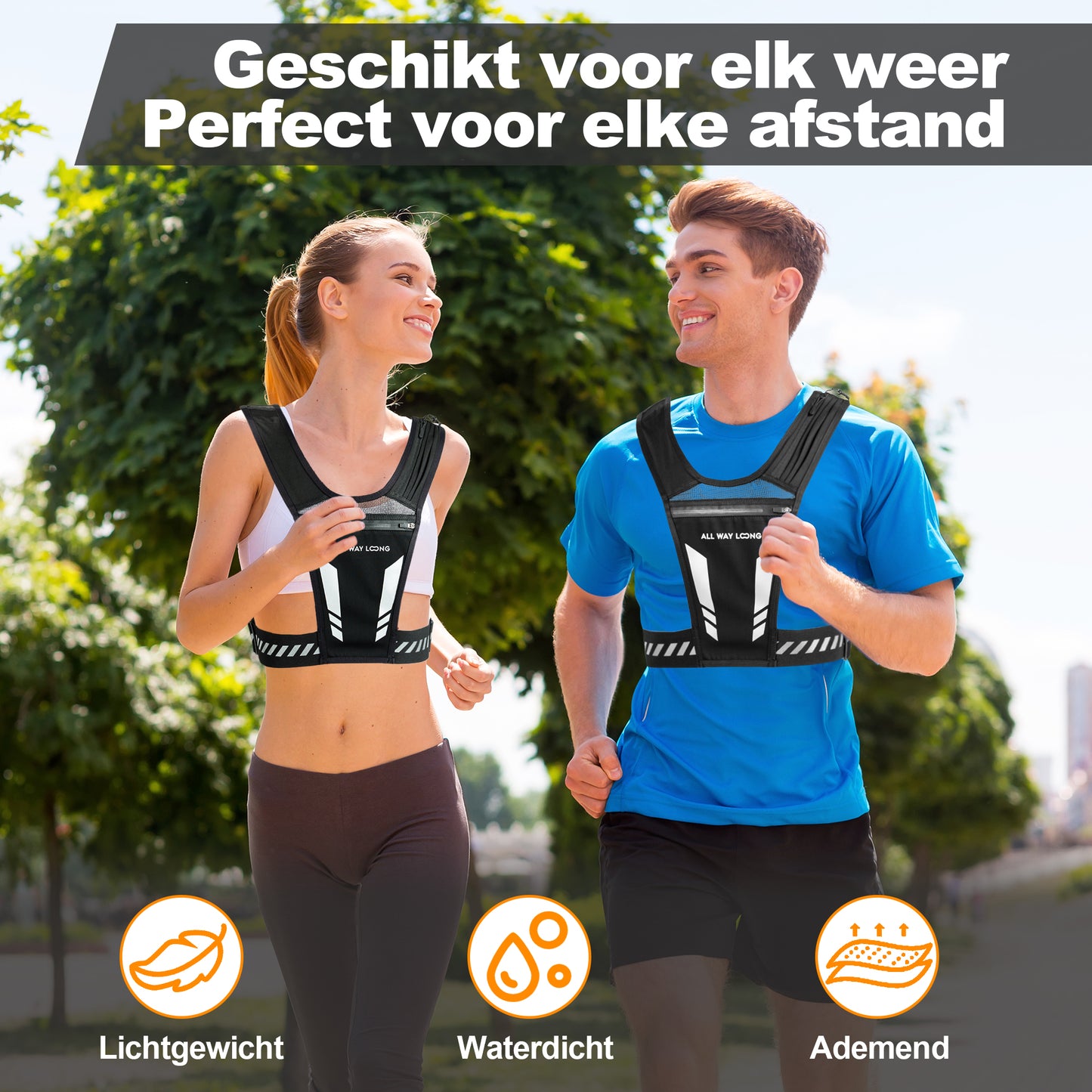 Hardlopers met reflecterend hardloopvest tijdens training