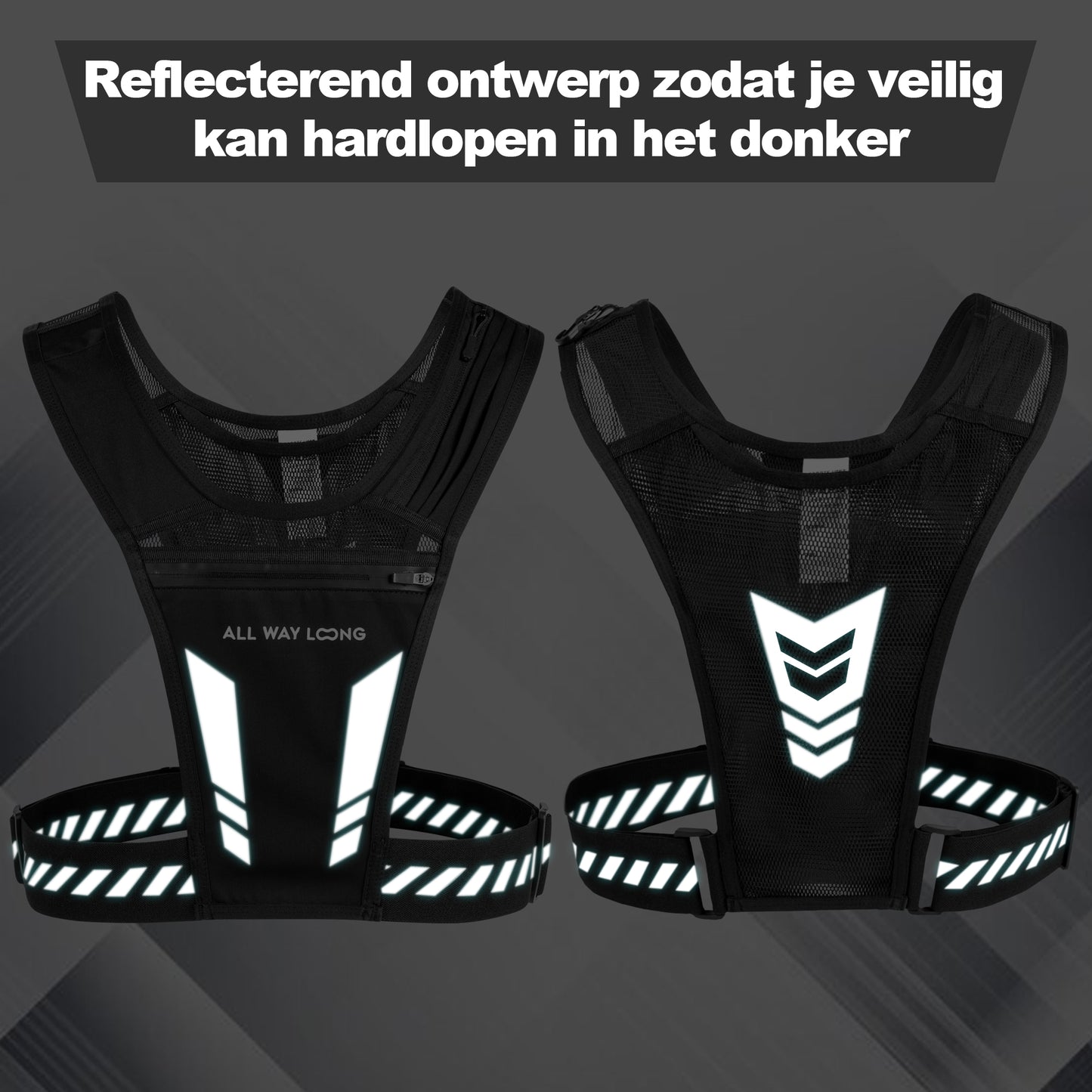 Reflecterend hardloopvest zichtbaar in het donker met lichtreflectie