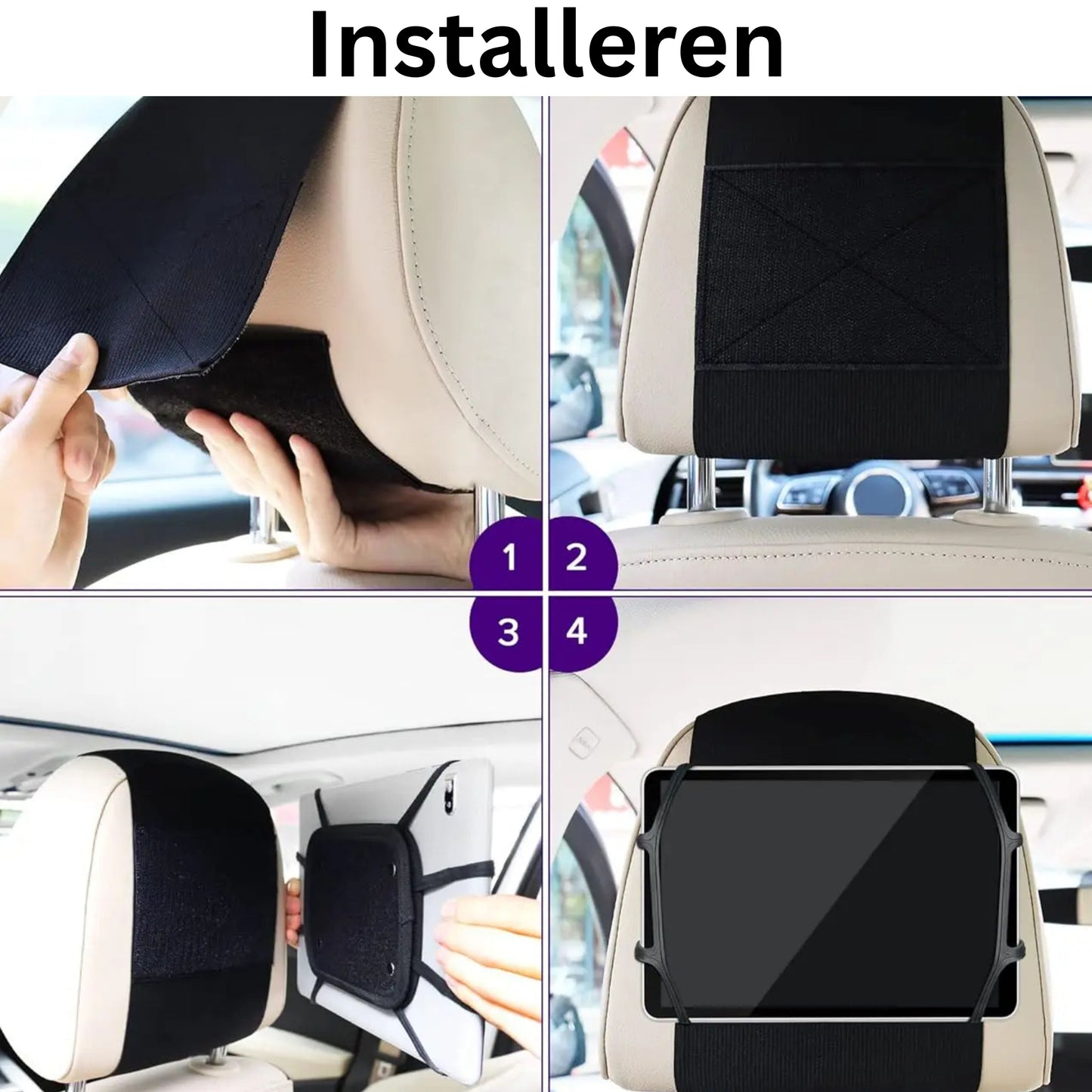Tablet Houder Auto Hoofdsteun - Zwart