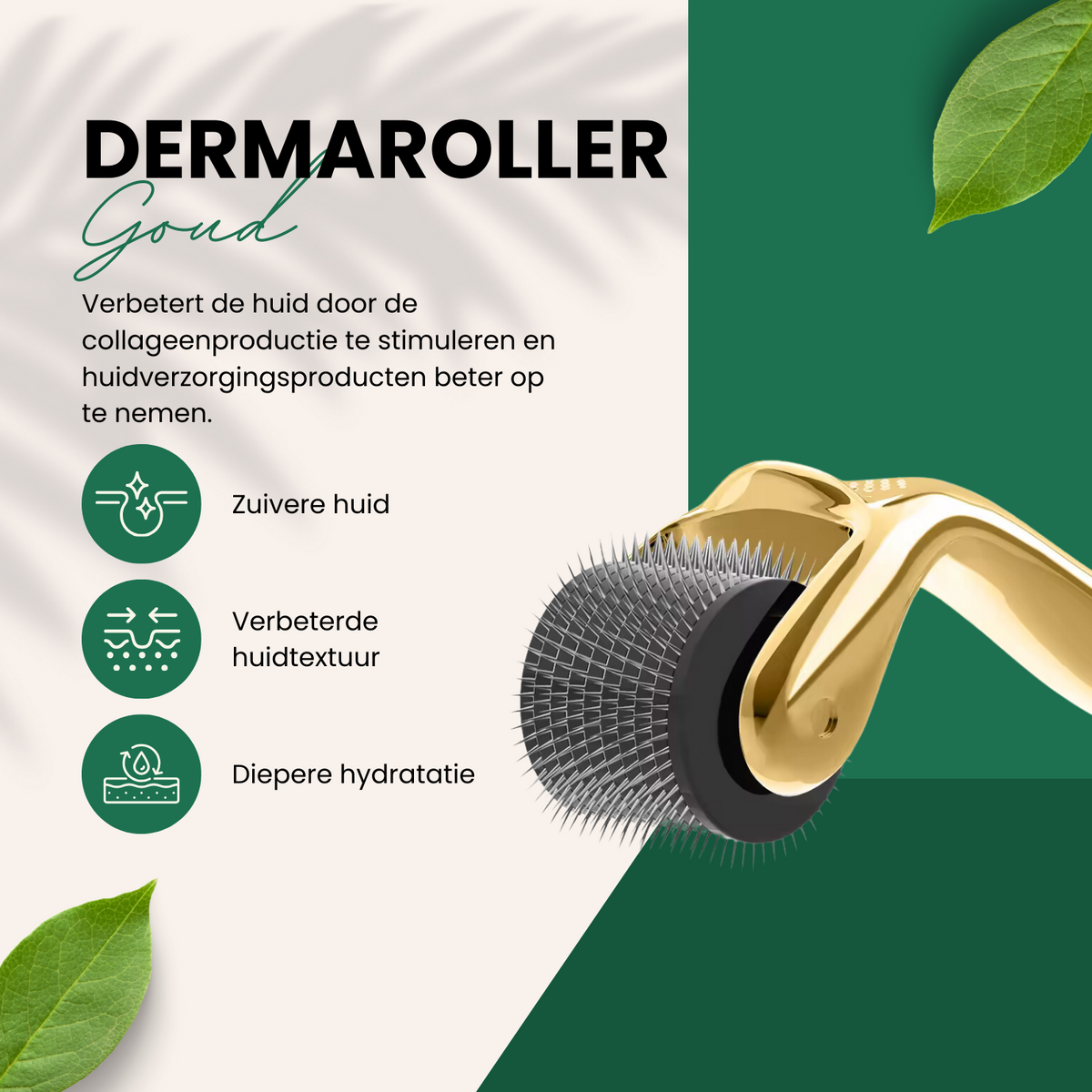 Dermaroller - 0.5 mm - 540 Micronaalden - Gezichtsroller - Baardroller - Huidverzorging - Goud