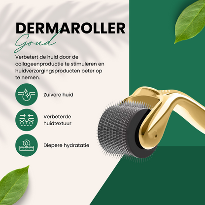 Dermaroller - 0.5 mm - 540 Micronaalden - Gezichtsroller - Baardroller - Huidverzorging - Goud