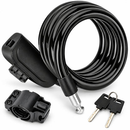 Fietsslot met Houder - Kabelslot - Spiraalslot - 120 cm - met Sleutels - Zwart