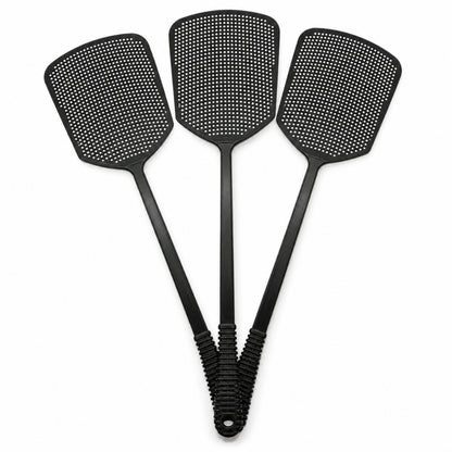 Vliegenmepper Plastic - 3 Stuks - Lange Steel - Ophangbaar- Vliegenvanger voor Binnen en Buiten - Zwart