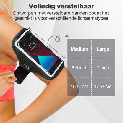 Hardloop Telefoonhouder - Hardloop Armband Telefoon - Telefoonhouder Hardlopen - Verstelbaar - Zwart