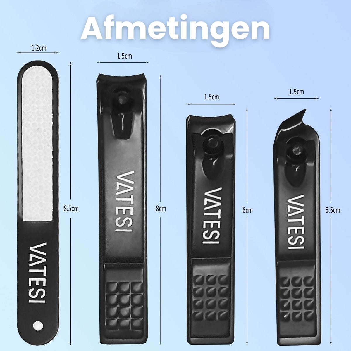 VATESI Nagelknipper Set met Nagelvijl - Teennagelknipper - Geschikt voor Dikke Nagels & Kalknagels - Nageltang - Pedicure Set - Manicure Set