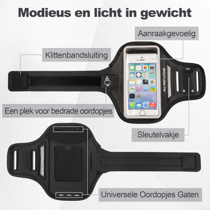 Hardloop Telefoonhouder - Hardloop Armband Telefoon - Telefoonhouder Hardlopen - Verstelbaar - Zwart