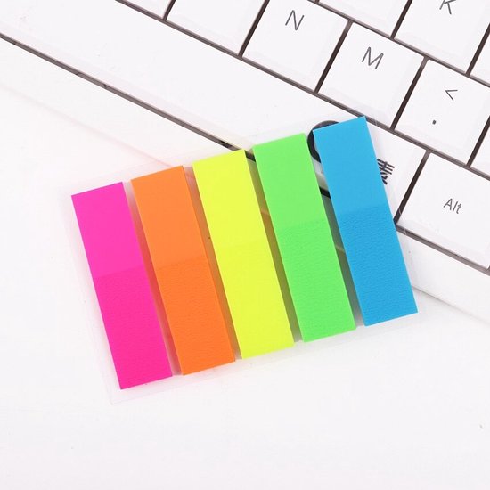 Sticky Notes Transparant - Index Tabs - Zelfklevend - 100 stuks - 5 Kleuren