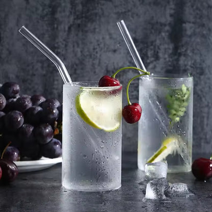 Herbruikbare Glazen Rietjes - Met Schoonmaakborsteltjes - Rietjes Glas - Cocktail Rietjes - Transparant - 12 Stuks