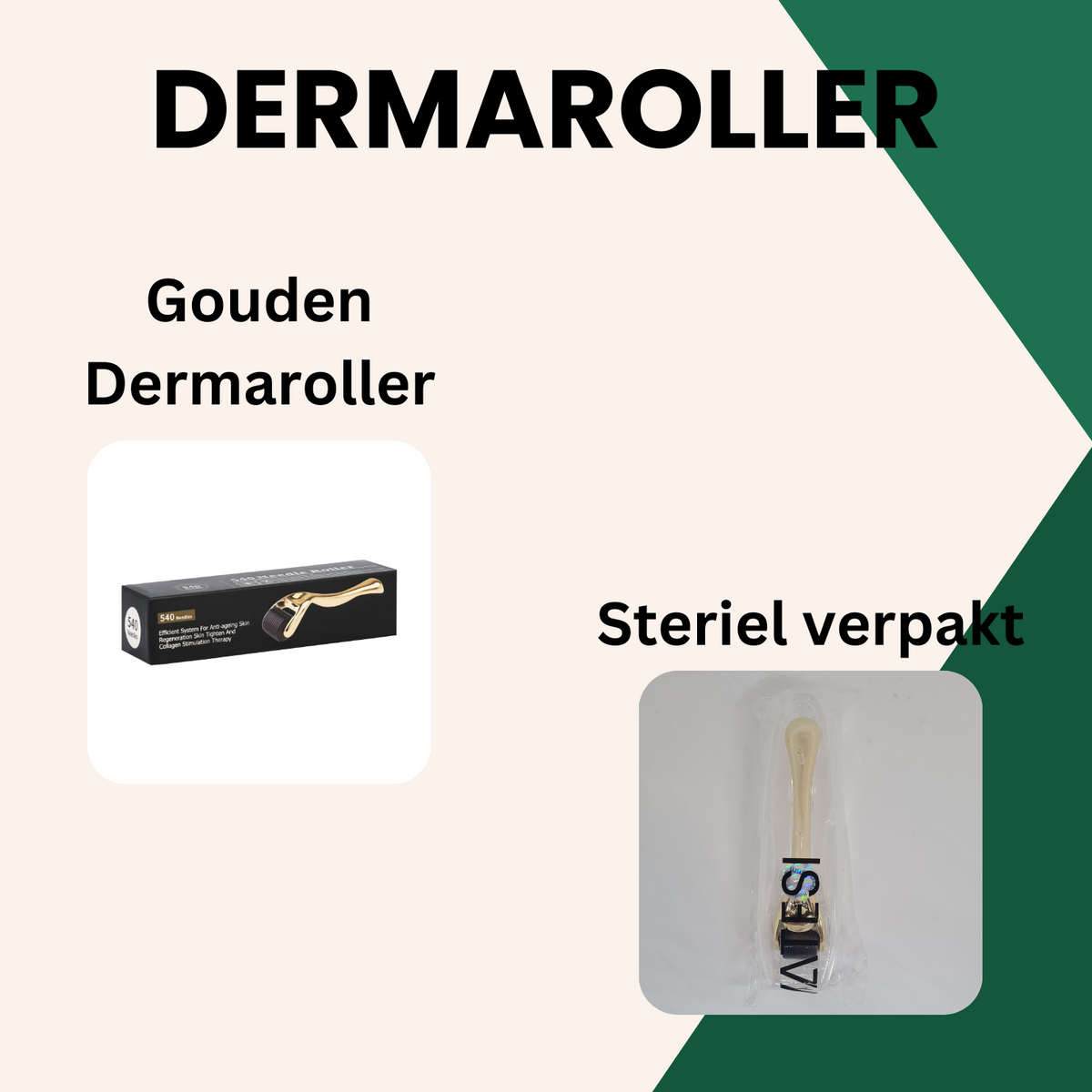 Dermaroller - 0.5 mm - 540 Micronaalden - Gezichtsroller - Baardroller - Huidverzorging - Goud