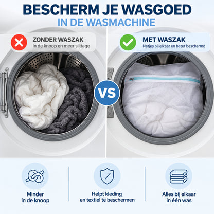 Waszak Groot - 110 x 90 CM - Waszak met Rits - Laundry Bag - Waszakken - Wit
