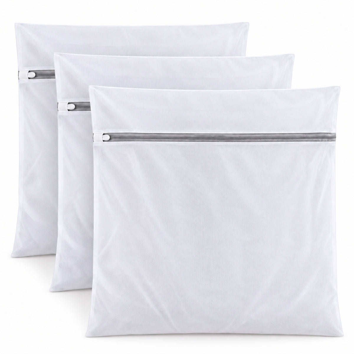 Waszakjes met Rits - Set van 3 - 61 x 61 CM - Wasnetten - Laundry Bags - Wit