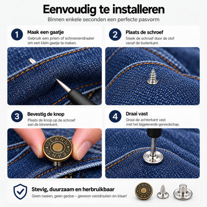 Jeansknopen 32 Stuks - 17 & 20 mm - Knopen voor Kleding - Broekknopen - Inslagknopen - Brons en Zilver