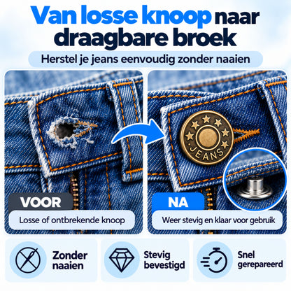 Jeansknopen 32 Stuks - 17 & 20 mm - Knopen voor Kleding - Broekknopen - Inslagknopen - Brons en Zilver
