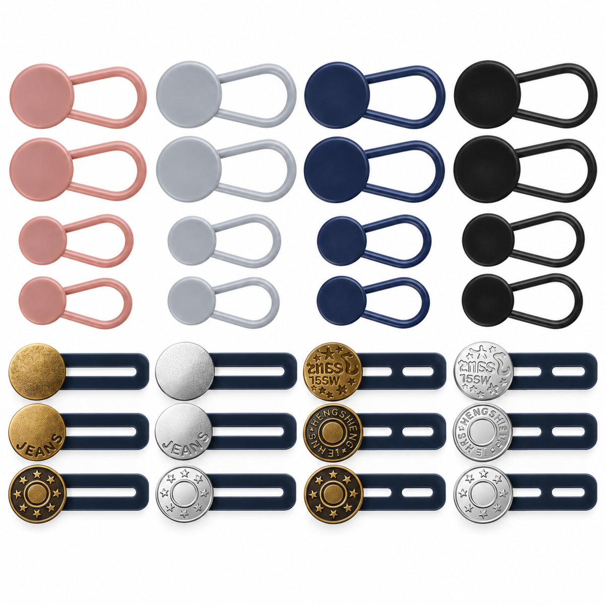 Knoopsgat Verlenger - Set van 28 Stuks - Broekverbreder - Knoopsgaten Elastiek - Knoopsverlenger - 15-18 MM