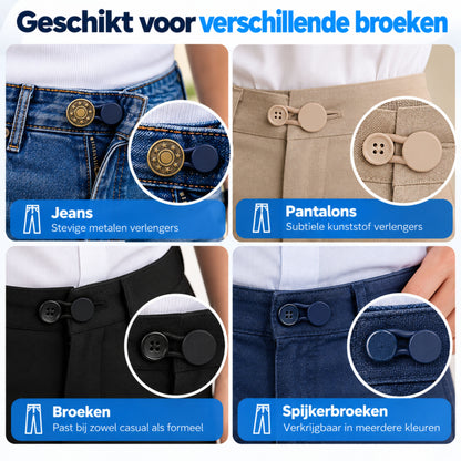 Knoopsgat Verlenger - Set van 28 Stuks - Broekverbreder - Knoopsgaten Elastiek - Knoopsverlenger - 15-18 MM