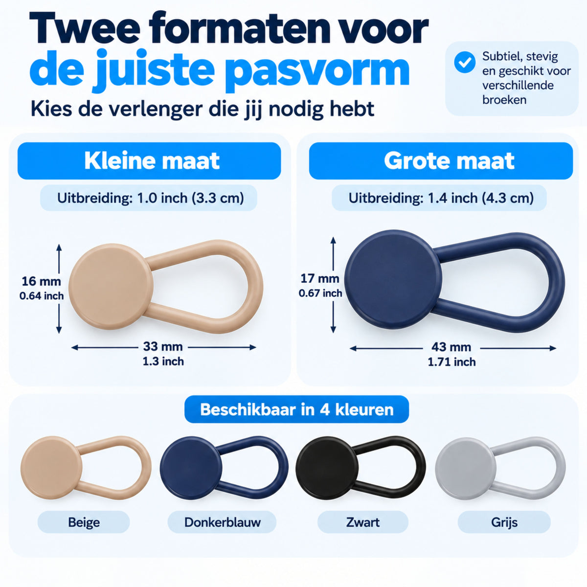 Knoopsgat Verlenger - Set van 28 Stuks - Broekverbreder - Knoopsgaten Elastiek - Knoopsverlenger - 15-18 MM