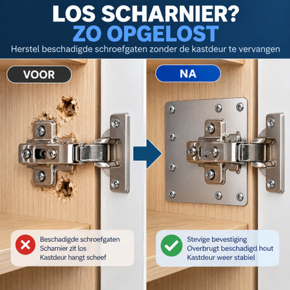 Scharnier Reparatie Plaat - 10 Stuks met 60 Schroeven - Geschikt voor Keukenkast en Kastdeur - Reparatieplaat - Bevestingsplaat RVS - 9 x 9 CM