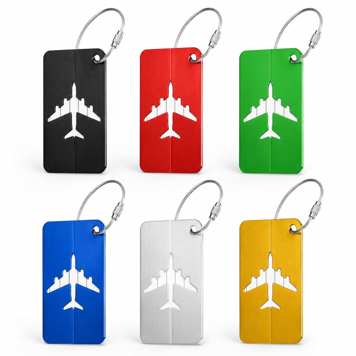 Kofferlabels 6 Stuks - Aliminium Bagagelabels - Naamlabel - Reisaccessoire - Set van 6 Kleuren