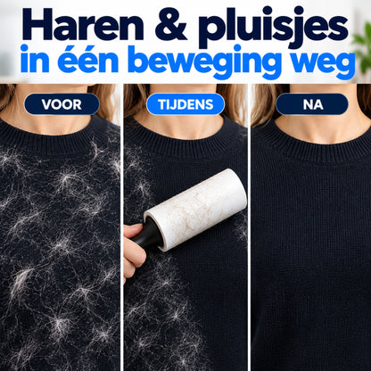 Kledingroller - 600 Kleefvellen - Kleefroller - Pluizenroller voor Kattenhaar, Hondenhaar & Pluizen - Plakroller - Pluizenverwijderaar