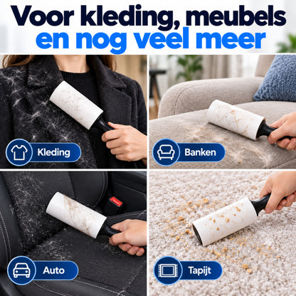 Kledingroller - 600 Kleefvellen - Kleefroller - Pluizenroller voor Kattenhaar, Hondenhaar & Pluizen - Plakroller - Pluizenverwijderaar