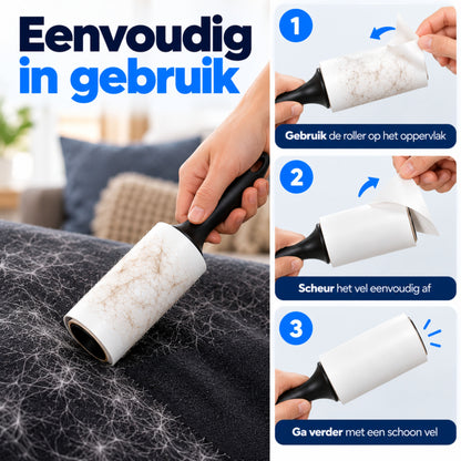 Kledingroller - 600 Kleefvellen - Kleefroller - Pluizenroller voor Kattenhaar, Hondenhaar & Pluizen - Plakroller - Pluizenverwijderaar