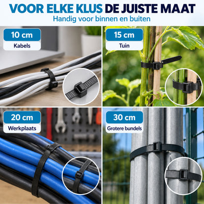 Kabelbinders - 600 Stuks - 10/15/20/30 CM - Tie Wraps - Kabelhouder
