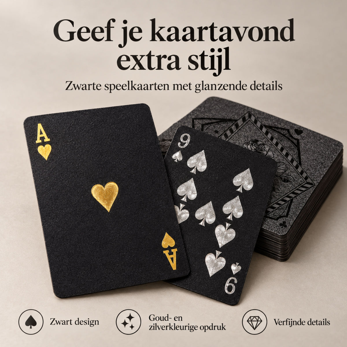 Speelkaarten Volwassenen - Pokerkaarten - 100% Plastic & Waterdichte Kaarten - Kaartspel - Zwart