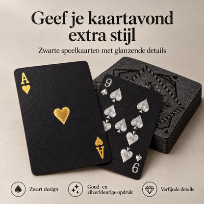 Speelkaarten Volwassenen - Pokerkaarten - 100% Plastic & Waterdichte Kaarten - Kaartspel - Zwart