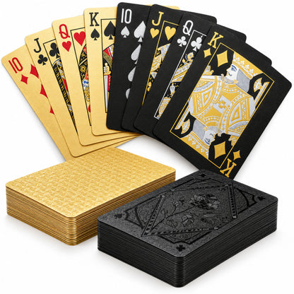 Speelkaarten Volwassenen - 2 Sets - Pokerkaarten - 100% Plastic & Waterdichte Kaarten - Kaartspel - Zwart & Goud