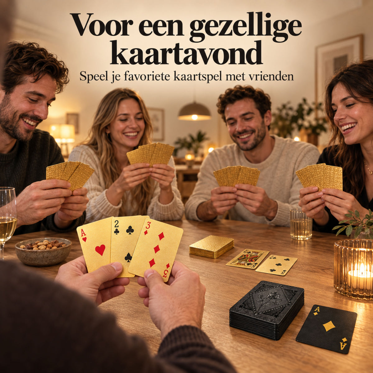 Speelkaarten Volwassenen - 2 Sets - Pokerkaarten - 100% Plastic & Waterdichte Kaarten - Kaartspel - Zwart & Goud