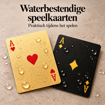 Speelkaarten Volwassenen - 2 Sets - Pokerkaarten - 100% Plastic & Waterdichte Kaarten - Kaartspel - Zwart & Goud