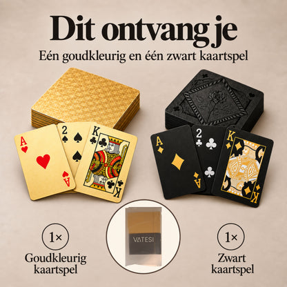 Speelkaarten Volwassenen - 2 Sets - Pokerkaarten - 100% Plastic & Waterdichte Kaarten - Kaartspel - Zwart & Goud