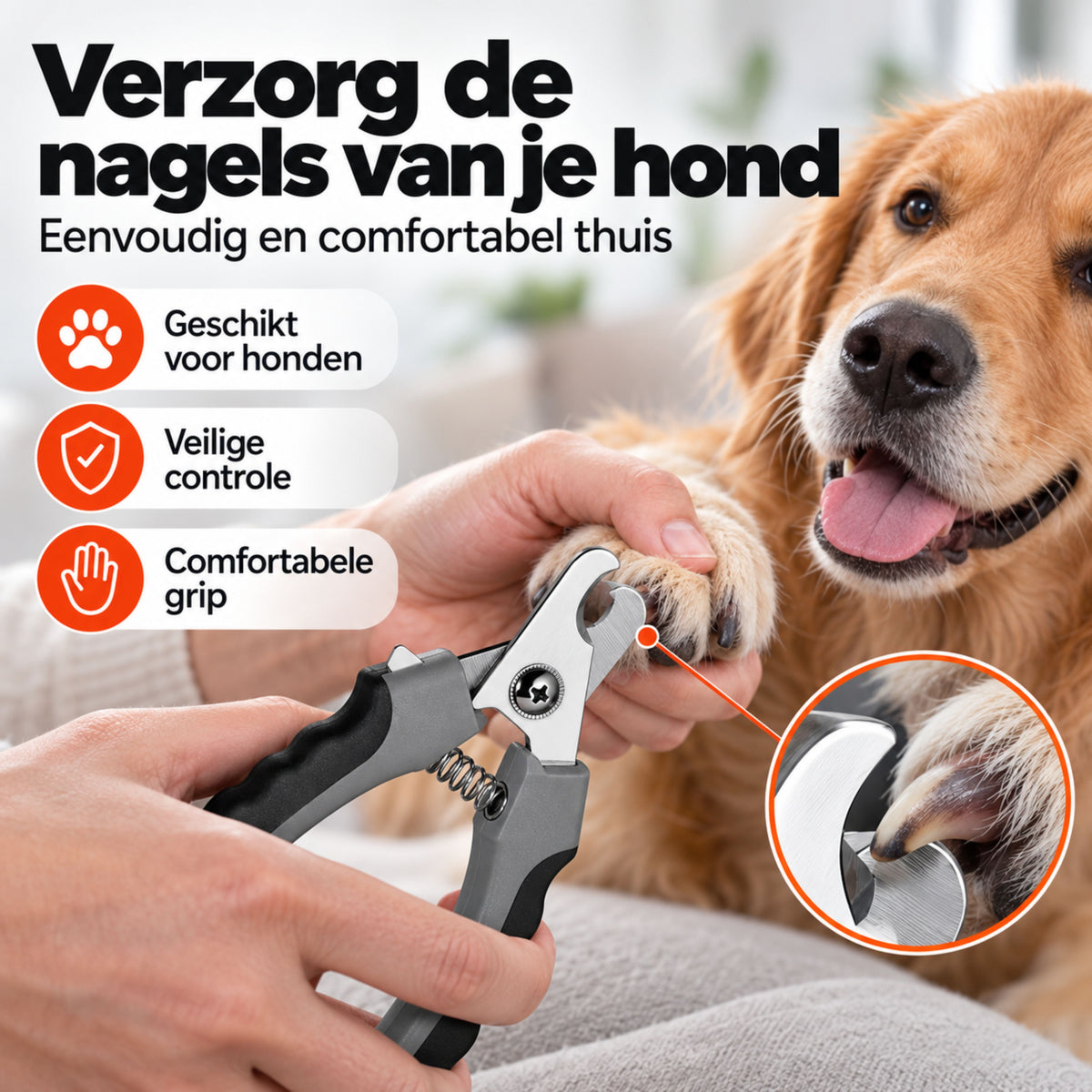 Professionele Nagelknipper Hond en Kat - Nageltang Met Veiligheidsstop en Nagelvijl - Grijs
