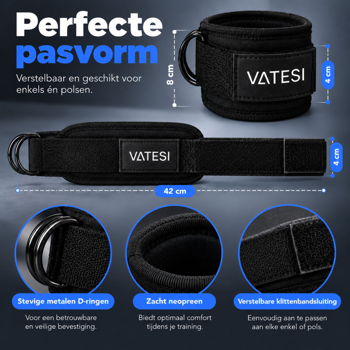 Ankle Strap - Ook Geschikt als Pols Strap - Wrist cuffs - Gym - Fitness - Enkelband Fitness - Enkel Straps - Set van 2 Stuks