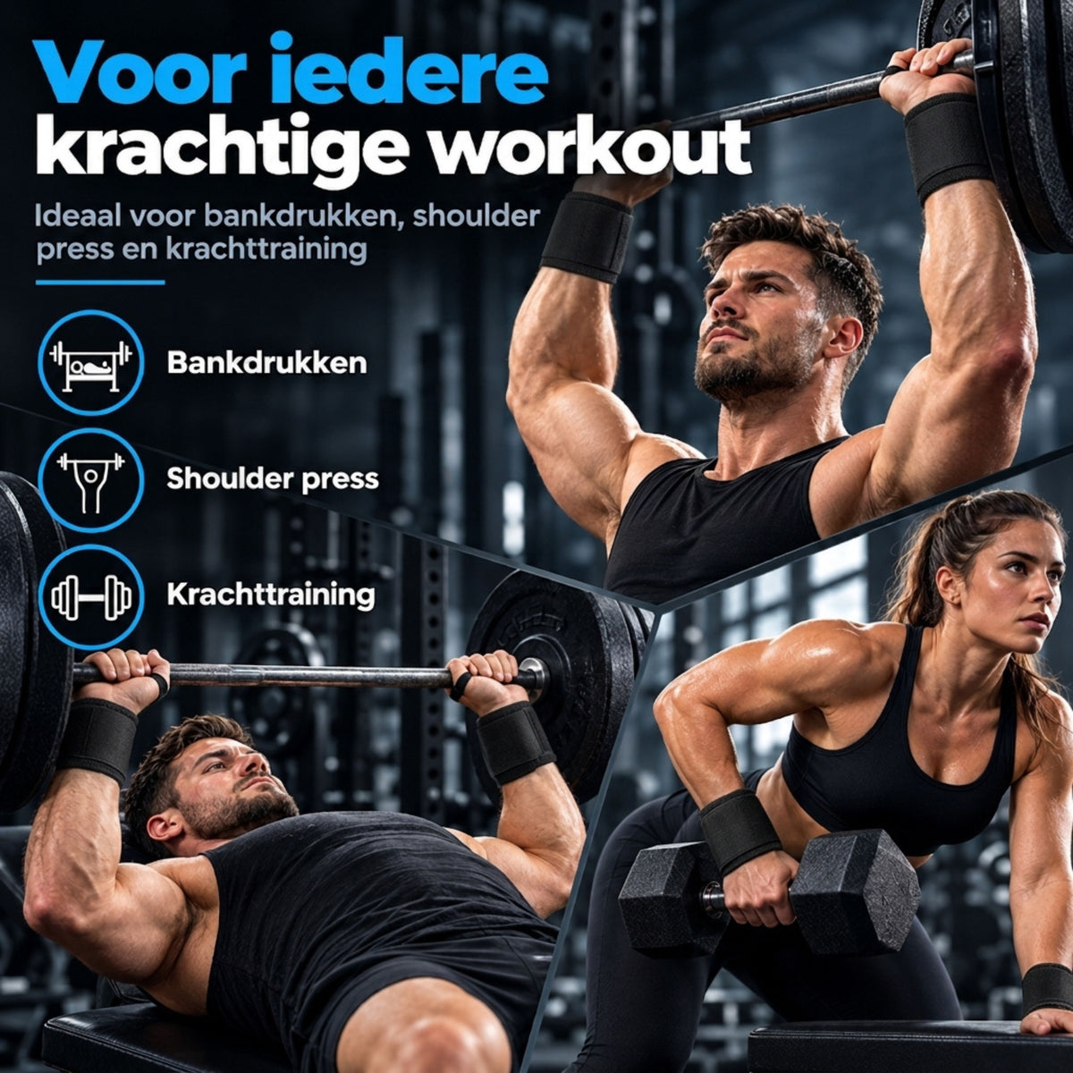 Wrist Wraps - Polsband voor Fitness - Polsbrace - Krachttraining - 2 Stuks - Zwart