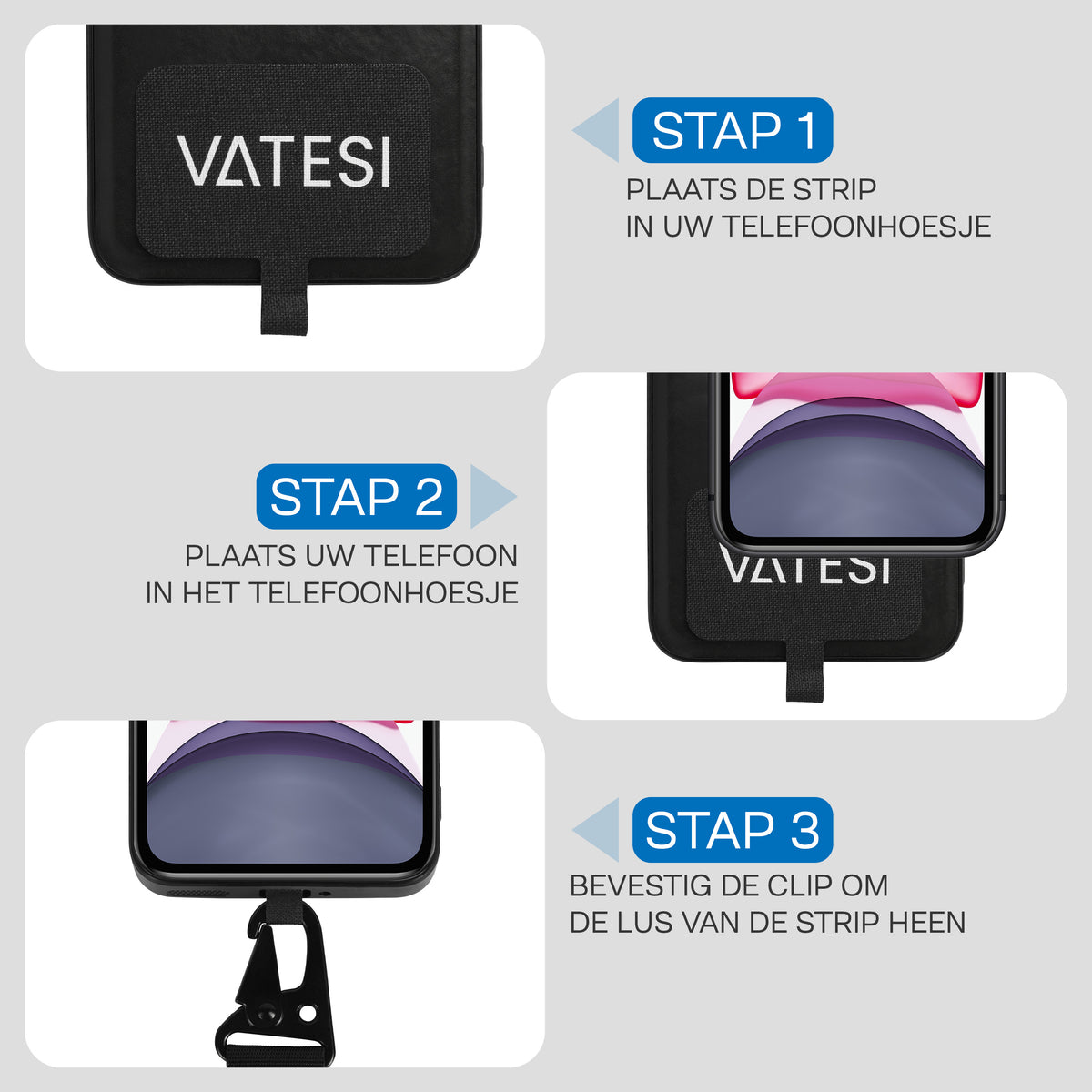 Telefoonkoord Universeel - Telefoonketting - Telefoonkoord Verstelbaar - 150 CM - Zwart