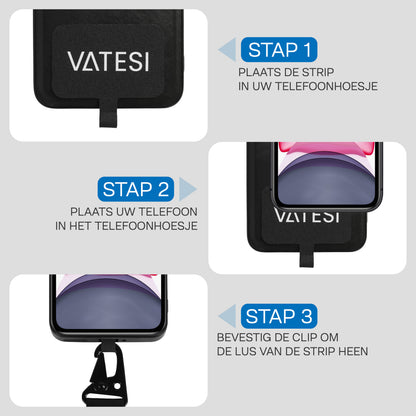 Telefoonkoord Universeel - Telefoonketting - Telefoonkoord Verstelbaar - 150 CM - Zwart