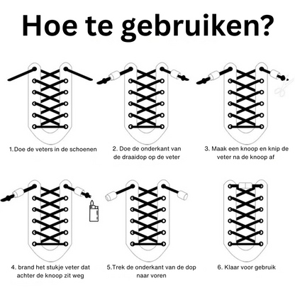Elastische Veters - Schoenveters - Niet Meer Strikken - 1 Paar