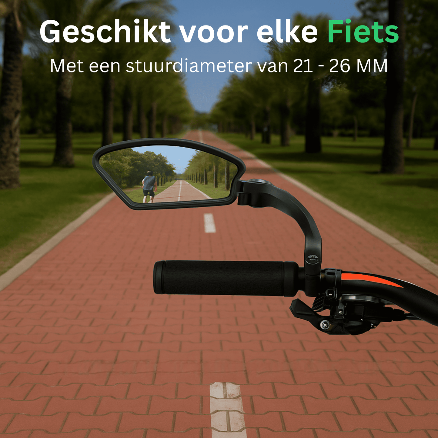 Fietsspiegel Links - Geschikt voor Ebike, Scooter & Fiets - Achteruitkijkspiegel op Stuur - Verstelbaar - Zwart