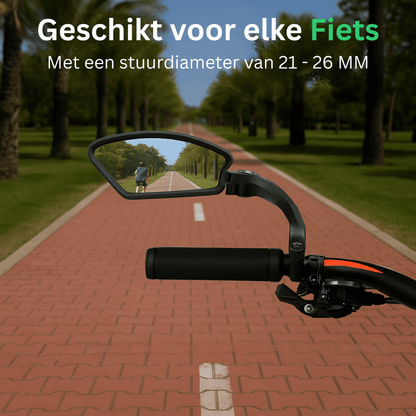 Fietsspiegel Links - Geschikt voor Ebike, Scooter & Fiets - Achteruitkijkspiegel op Stuur - Verstelbaar - Zwart